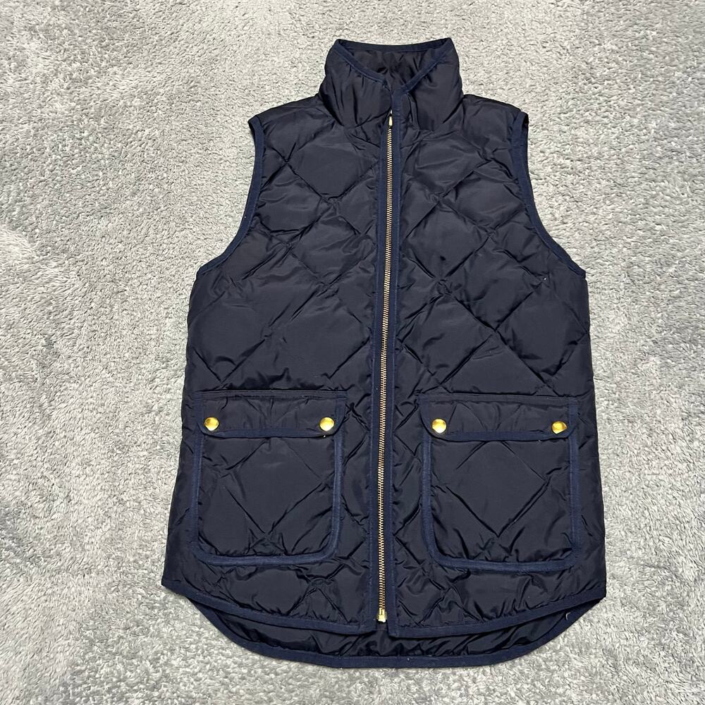 J Crew Vest Womens XXS Excursion Quilted Puffer Jacket Navy Blue Down